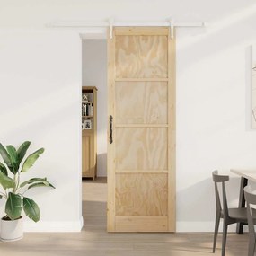 vidaXL Συρόμενη Πόρτα Φυσικό και λευκό 78 x 232 cm