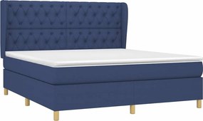 vidaXL Κρεβάτι Boxspring με Στρώμα Μπλε 160x200 εκ. Υφασμάτινο