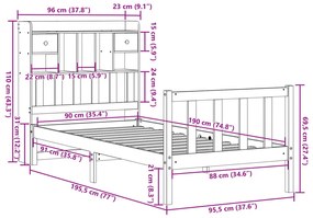 ΚΡΕΒΑΤΙ ΒΙΒΛΙΟΘΗΚΗ ΧΩΡΙΣ ΣΤΡΩΜΑ 90X190 ΕΚ ΜΑΣΙΦ ΞΥΛΟ ΠΕΥΚΟΥ 3321754