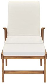 vidaXL Ξαπλώστρα Κρεμ από Μασίφ Ξύλο Teak με Μαξιλάρι
