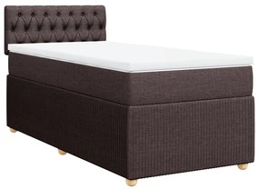 Κρεβάτι Boxspring με Στρώμα Σκούρο Καφέ 100x200 εκ. Υφασμάτινο - Καφέ