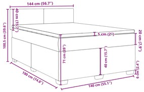 Κρεβάτι Boxspring με Στρώμα Κρεμ 140x190 εκ. Υφασμάτινο - Κρεμ