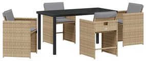 vidaXL Σέτ φαγητού για κήπο 5 pcs Μπεζ συνθετικό ρατάν