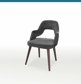 Ξύλινη-βελούδινη καρέκλα Frida γκρι-καφέ 87x49,5x50x44,5cm, FAN1234