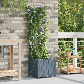 vidaXL Γλάστρες Κήπου 1 τεμ Ανοιχτό γκρι 40 x 40 x 142 cm Πλαστικό