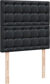vidaXL Κρεβάτι Boxspring με Στρώμα Μαύρο 90x200εκ. από Συνθετικό Δέρμα