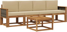 vidaXL Σειρά Καναπέ Εξωτερικού με μαξιλάρι 4 pcs Φυσικό