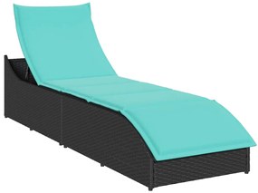 vidaXL Πτυσσόμενη ξαπλώστρα με μαξιλάρι και αποθήκευση Μαύρο