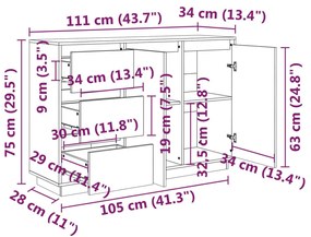 Ντουλάπι 111x34x75 εκ. από Μασίφ Ξύλο Πεύκου - Καφέ