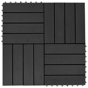 Πλακάκια Deck 22 τεμ. Μαύρα 30 x 30 εκ. 2 μ² από WPC - Μαύρο