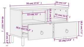 Έπιπλο Τηλεόρασης 70 x 33 x 46 εκ. από Μασίφ Ξύλο Μάνγκο - Καφέ