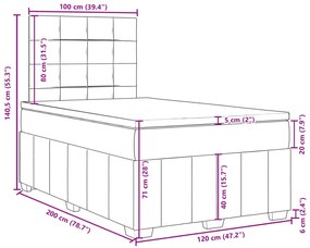 Κρεβάτι Boxspring με Στρώμα Σκούρο Καφέ 120x200 εκ. Υφασμάτινο - Καφέ