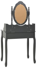 vidaXL Μπουντουάρ με Σκαμπό Γκρι 75 x 69 x 140 εκ. Ξύλο Παυλώνιας