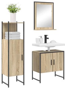 vidaXL Σετ Επίπλων Μπάνιου με ράφι με πόρτα 3 pcs Καφέ 60 x 33 x 60 εκ