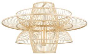 01758 GloboStar® BALI 01758 Boho Κρεμαστό Φωτιστικό Πλέγμα Μονόφωτο 1 x E27 IP20 Μπεζ Ξύλο - Μ100 x Π100 x Υ60cm