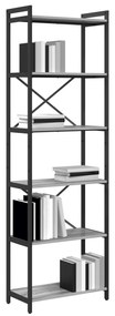 vidaXL Βιβλιοθήκη Γκρι sonoma 60 x 30 x 188 εκ Ξύλο και χάλυβας