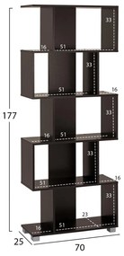 ΒΙΒΛΙΟΘΗΚΗ ΜΕΛΑΜΙΝΗΣ EZIR  ΒΕΓΓΕ 70x25x177Υ εκ.