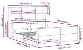 Κρεβάτι Βιβλιοθήκη Χωρίς Στρώμα Λευκό 140x190 εκ Μασίφ Πεύκο - Λευκό