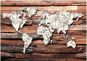 Αυτοκόλλητη φωτοταπετσαρία - Map On Wood - 441x315