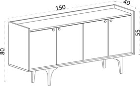 Μπουφές Δρυς Ζαφείρι NAVI 150x40x80