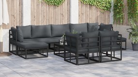 vidaXL Σετ Καναπέ Κήπου 9 pcs Μαύρο 353 x 141.5 x 71 εκ Αλουμίνιο