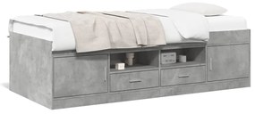 vidaXL Καναπές-Κρεβάτι με Συρτάρια Γκρι Σκυρ. 90x190 εκ. Επεξ. Ξύλο