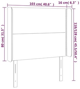 vidaXL Κεφαλάρι Κρεβατιού LED Σκούρο Γκρι 103x16x118/128εκ. Υφασμάτινο