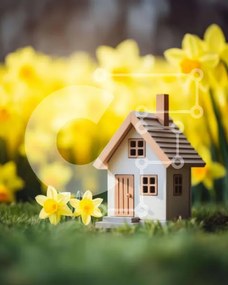 Intra Συλλεκτικό Ξύλινο Παζλ Plywood 4mm - Ειδυλλιακός Κήπος με Μοντέλο και Κίτρινους Νάρκισσους Σε Ξύλινο Κουτί - Διαστάσεις: 10x10 cm – 25 κομμάτια