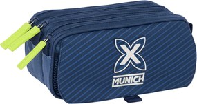 Τριπλή Κασετίνα Munich Blue indigo Μπλε 21,5 x 10 x 8 cm