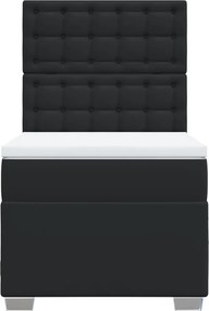 vidaXL Κρεβάτι Boxspring με Στρώμα Μαύρο Single Συνθ. Δέρμα