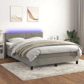 ΚΡΕΒΑΤΙ BOXSPRING ΜΕ ΣΤΡΩΜΑ &amp; LED ΑΝ.ΓΚΡΙ 140X200 ΕΚ. ΒΕΛΟΥΔΙΝΟ 3134465