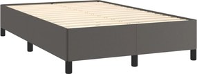 vidaXL Κρεβάτι Boxspring με Στρώμα Γκρι 120x190εκ. από Συνθετικό Δέρμα