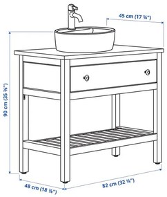 HEMNES/TORNVIKEN βάση νιπτήρα με συρτάρι/νιπτήρα/μπαταρία, 82x48x90 cm 195.468.59