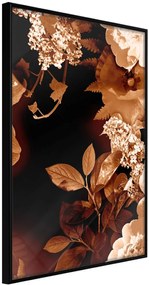 Αφίσα - Flower Decoration in Sepia - 20x30 - Μαύρο - Χωρίς πασπαρτού