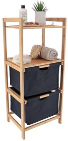 Ραφιέρα Δαπέδου 2 Θέσεων Με Συρτάρια (38x30x90) T-D Black/Bamboo 98205103