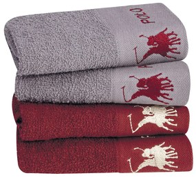 Πετσέτες Χεριών (Σετ 4τμχ) Greenwich Polo Club 2670 Grey/Bordo 480gsm