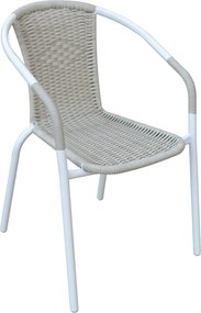 BALENO Πολυθρόνα Στοιβαζόμενη, Μέταλλο Βαφή Άσπρο, Wicker Beige   1τμχ