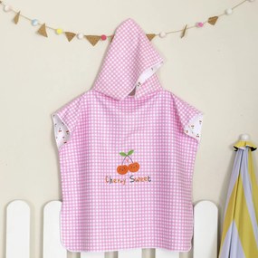 Παιδικό Πόντσο Microfiber 2 Όψεων Nima Cherry Sweet Ροζ No 3-5