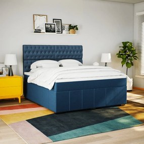 Κρεβάτι Boxspring με Στρώμα Μπλε 180x200 εκ. Υφασμάτινο - Μπλε