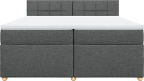 vidaXL Κρεβάτι Boxspring με Στρώμα Σκούρο Γκρι 200x200 εκ. Υφασμάτινο