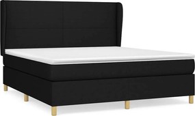 vidaXL Κρεβάτι Boxspring με Στρώμα Μαύρο 180x200 εκ. Υφασμάτινο