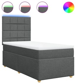 vidaXL Κρεβάτι Boxspring με Στρώμα Σκούρο Γκρι 90x190 εκ. Υφασμάτινο