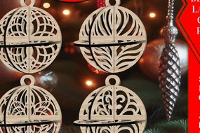 Intra απο ξύλο plywood 3mm-4mm πάχος Τρισδιάστατο Χριστουγεννιάτικων Μπάλων V15 Δίασταση 1x1 cm INTRAFABR-108536464