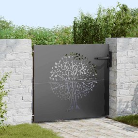 vidaXL Πύλη Κήπου Μαύρο 85 x 100 cm Ατσάλι με Επικάλυψη Πούδρας