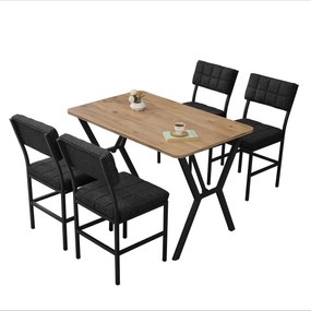 Extendable Dining Table &amp; Chairs Set (5 Pieces) Dubai - Anthracite, Walnut Anthracite
Walnut