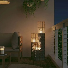 vidaXL Κηροπήγια 3 Τεμ. Γκρι από Ψάθα