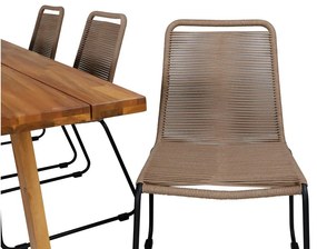 Σετ Τραπέζι και καρέκλες Dallas 3139, Ξύλο, Σχοινί, Ξύλο, Ξύλο: Ακακία, Μπαμπού | Epipla1.gr