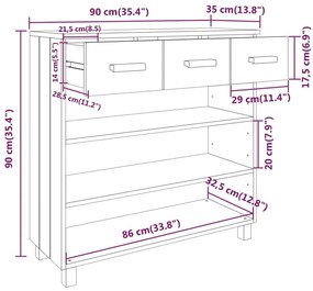 Τραπέζι Κονσόλα HAMAR Μελί 90x35x90 εκ. Μασίφ Ξύλο Πεύκου - Καφέ