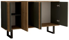 Μπουφές Amanda I pakoworld σε ανθρακί-καρυδί απόχρωση 160x74x79εκ