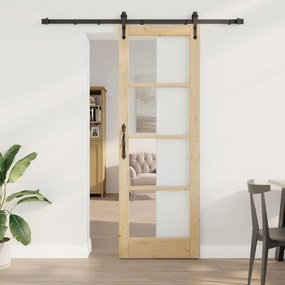 vidaXL Ολισθητή Πόρτα Καφέ 73.5 x 211 εκ Ξύλο και μέταλλο